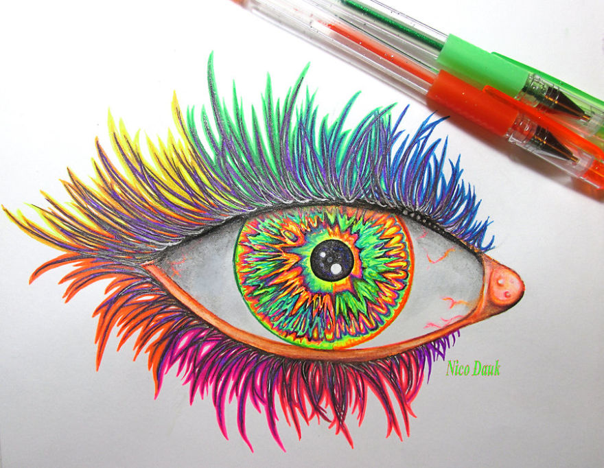 I Use Gel Pens To Create Colorful Art Bored Panda
