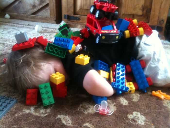 This Is What Happens When You Fall Asleep While Playing Legos With Your Older Brothers.