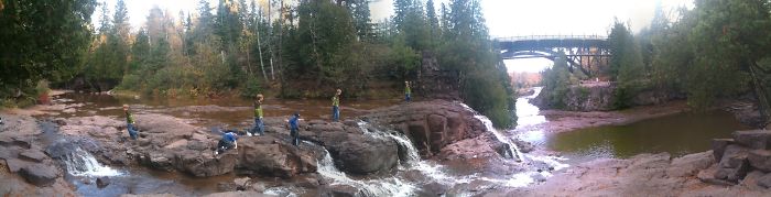 Gooseberry Falls, Mn - There Are Only 2 Boys Playing In The Water.