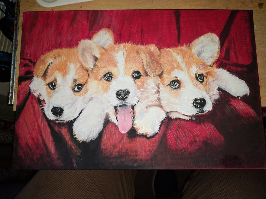 My Boyfriend Loves Corgis, So I Did My First Ever Oil Painting