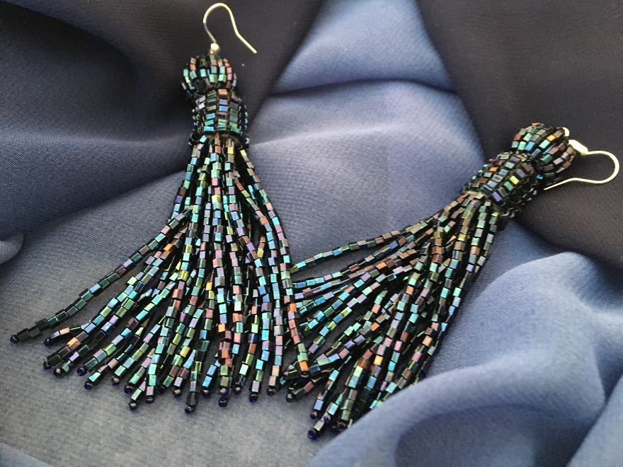 Tassel Beaded Earrings In Oscar De La Renta Style: Handmade, Trendy, Feminine