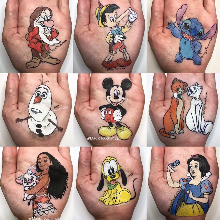 I Draw Cartoon Characters On The Palm Of My Hand