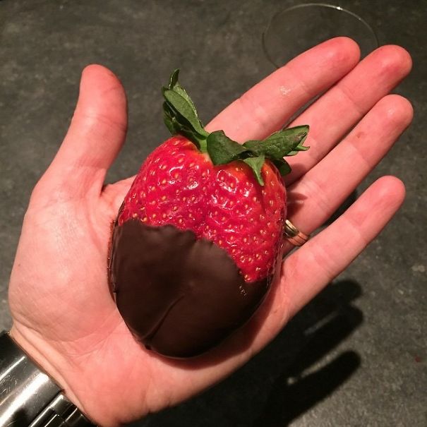 1 Strawberry Dipped In Chocolate Made A Whole Dessert.