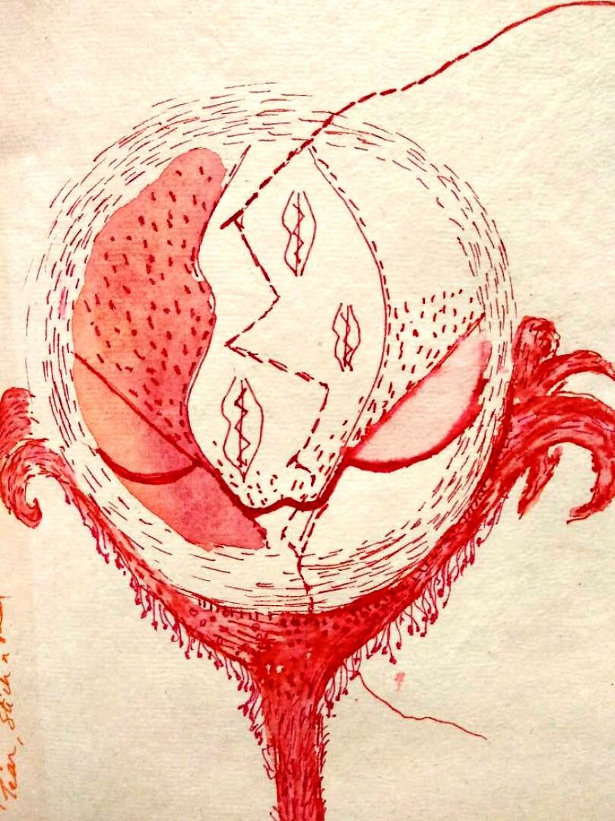 Inside My Womb , Sketches Representing Phases Experienced By Artist Close To Labor And Birth. Inside My Womb , Sketches Representing Phases Experienced By Artist Close To Labor And Birth.