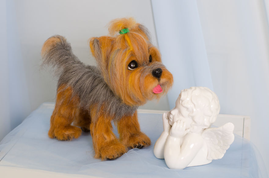 Yorkshire Terrier Artist Needle Felted Dog Sculpture Dog Portrait