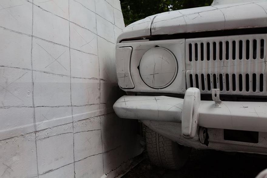 Russian Street Artists Delete Car In Real World Using Clever Optical Illusion