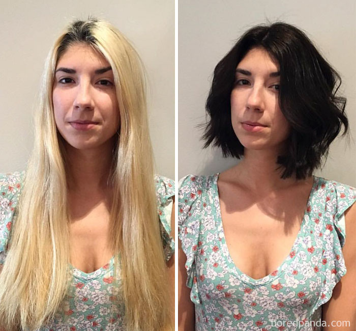 From Long Blonde To Brunette Bob