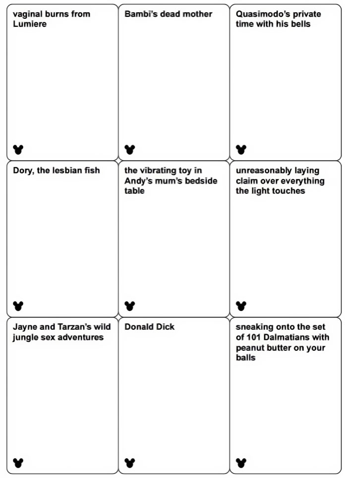 Disney Cards Against Humanity May Be Coming Out Soon, And Here's How 18 First Cards Look