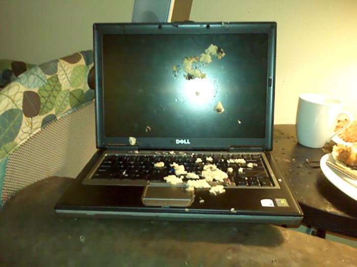 30 Seconds Of My Inattention Was All It Took For My 16 Month Old Son To Smear A Bowl Full Of Rice Pudding Into My Laptop