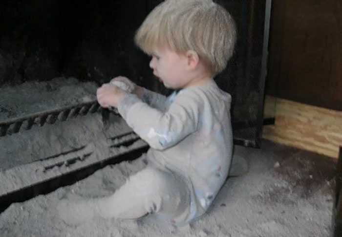 Our 2-Year-Old Thought The Fireplace Was A Perfectly Acceptable Sandbox