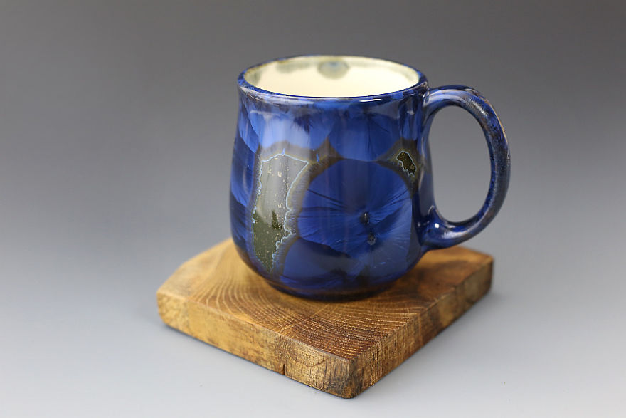 Porcelain Crystalline Glazed Cups & Mugs That I Made Recently With My Own Glaze Recipe.