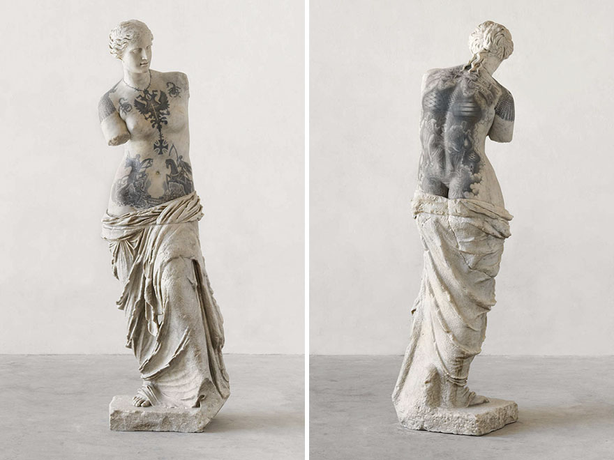 Italian Artist Gives Classical Sculptures Criminal Tattoos, Makes Them Look Totally Badass
