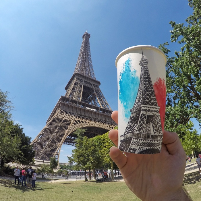 Artist Travels The World And Uses Paper Coffee Cups As His Canvas To Reflect What He Sees