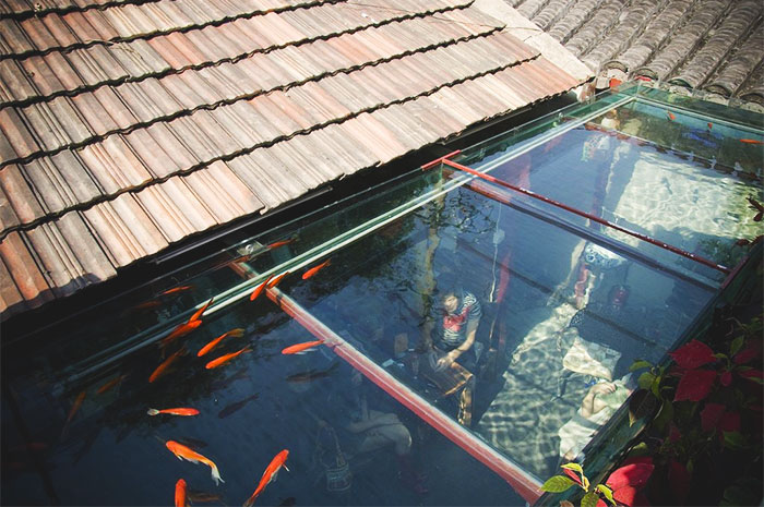 The Roof Of This Restaurant Is A Koi Pond