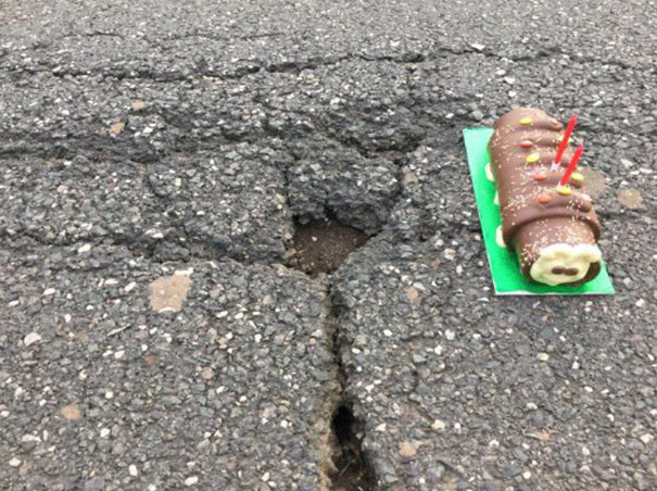 People In Nottinghamshire Held A Birthday Party For A Two Year Old Pothole