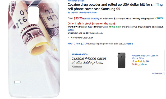Cocaine Drug Powder And Rolled Up Usa Dollar Bill For Sniffing Cell Phone Cover Case Samsung S5