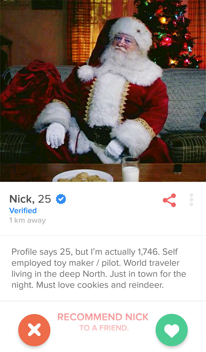 Tinder profile of a Santa Clause 