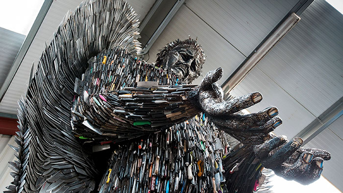 Sculptor Spends 2 Years To Build Knife Angel Out Of 100,000 Weapons, However Government Rejects It