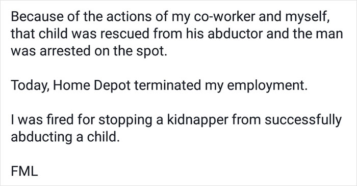 Employee Saves Child From Kidnapper, Instead Of Promotion Gets This Letter Saying He's Fired