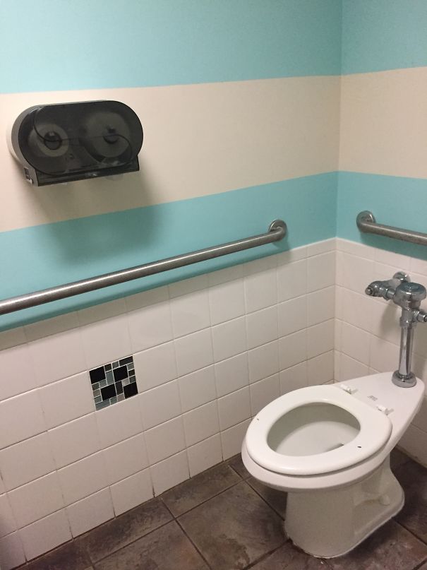 Toilet Paper Is Way Above The Toilet, Good Luck If You're In A Wheelchair!