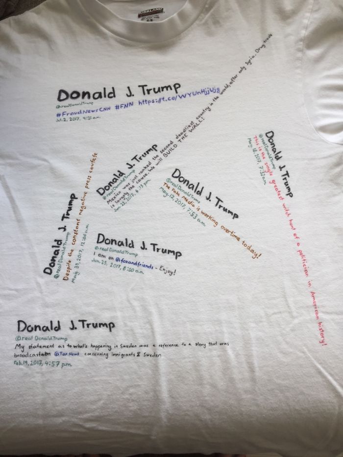 Made A T-shirt With Trumps Tweets As A Joke For An American Friends Independent Day Party! Haha