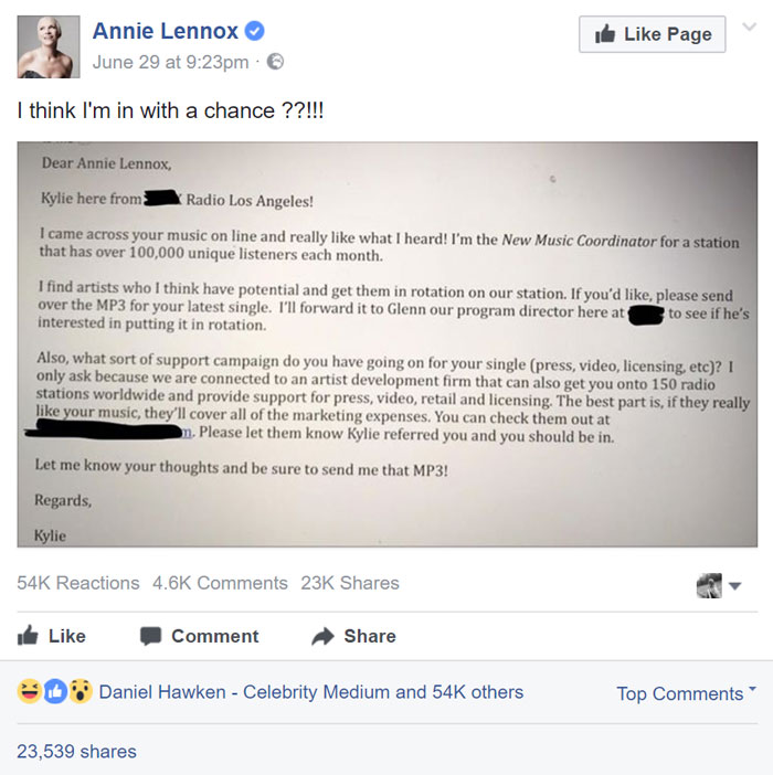 Talent Scout "Discovers" Annie Lennox, Offers Her A Chance In The Industry