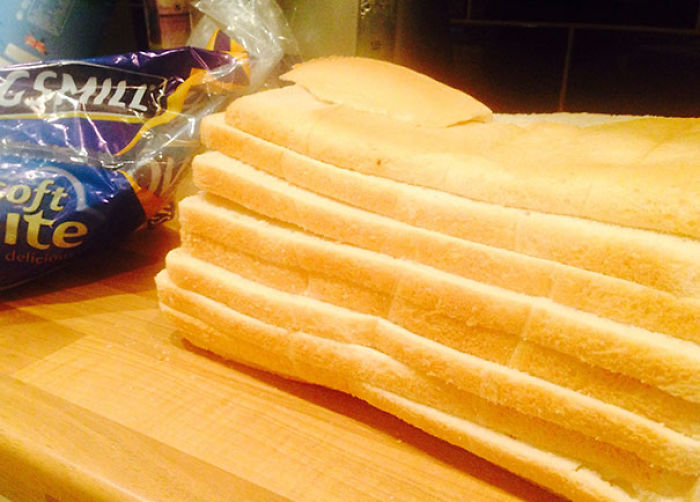 El pan de molde venía cortado de otra manera