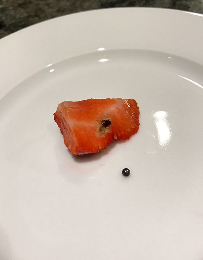 Al cortar esta fresa tenía un perdigón dentro