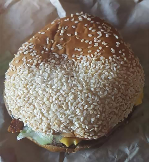This Hamburger Bun Loaded With Sesame Seeds