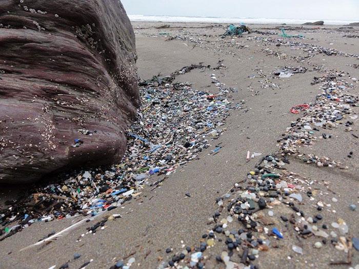 Guy Collects 35 Bags Of Microplastics On The Beach In Just One Day, Turns It Into Art