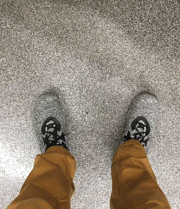 My Shoes Blend In With A Public Bathroom Floor