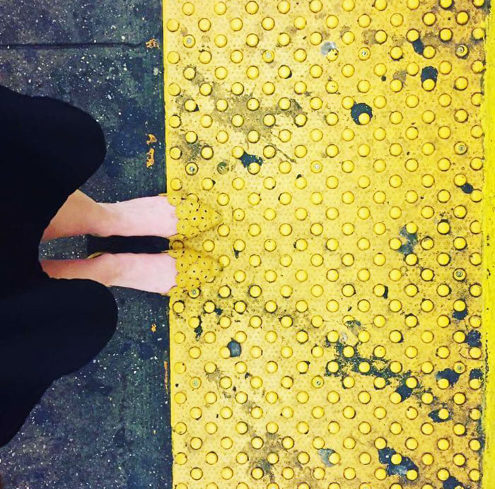 The Way These Shoes Match The Subway Platform