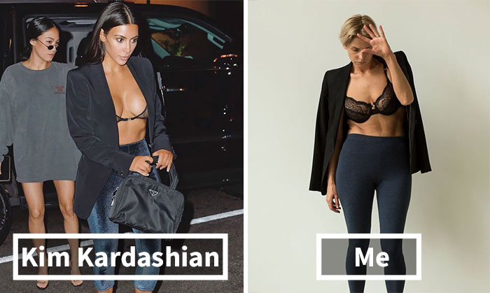 I Recreated Kim Kardashian’s Outfits In Two Ways, Proving There Are Only A Few Steps From Horrible To Perfect