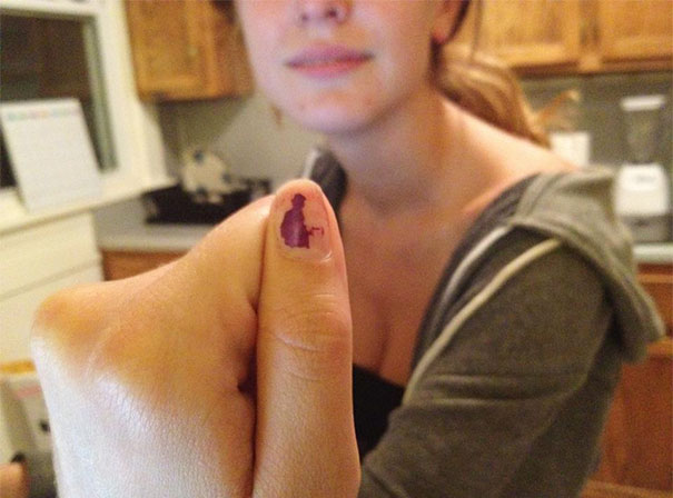 My Friend's Nail Polish Chipped To Look Like An Old Fisherman