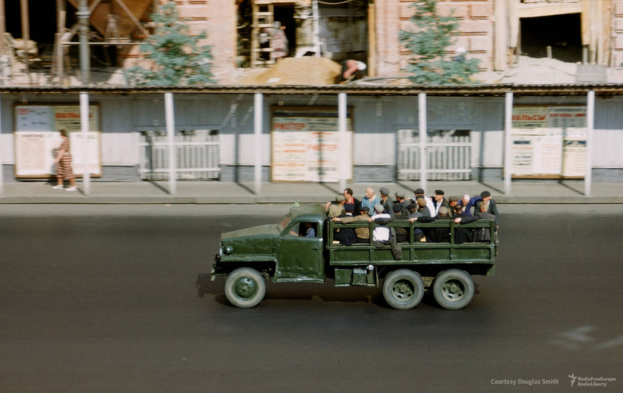 A Truck Rumbles Past The US Embassy In Moscow