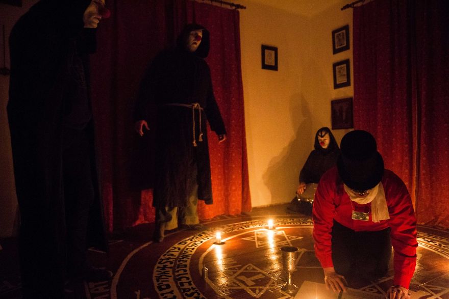 Satanists During The Ritual Called Dark Harlequin, Prague