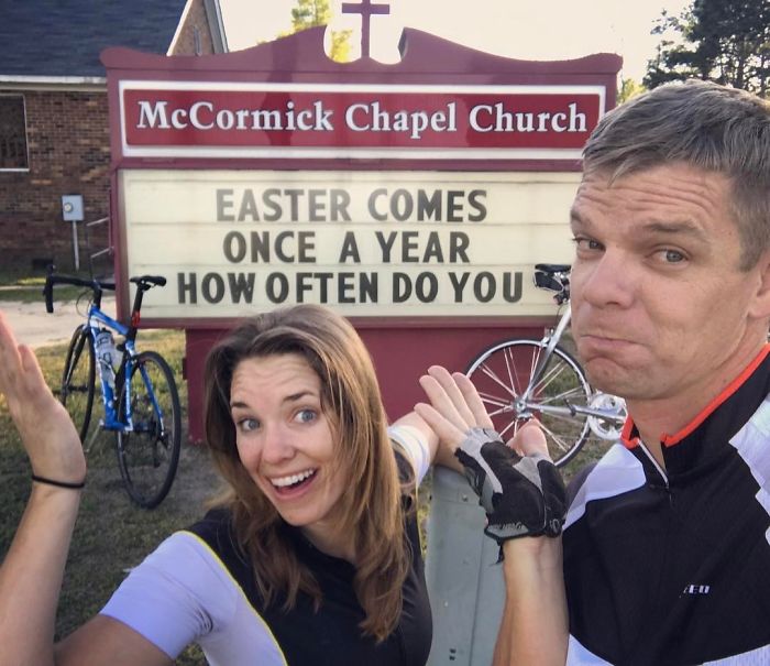 McCormick Chapel Church sign - ‘Easter comes once a year how often do you’