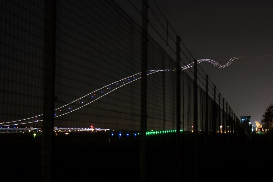 Long Exposure Of A Plane Taking Off