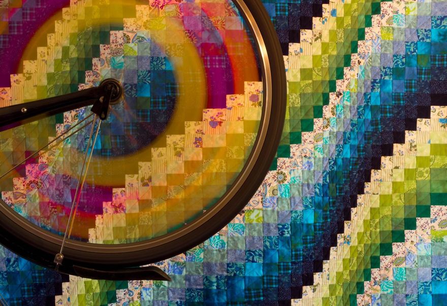 Took A 4 Sec Exposure Of My Front Bike Tire With Some Post It Notes Attached To The Rungs