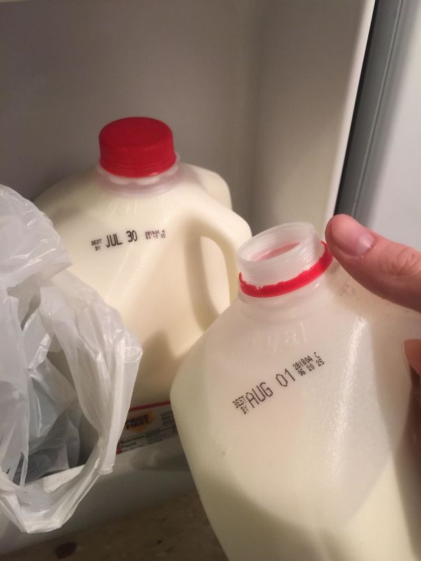 I Opened The Later Dated Milk Jug First