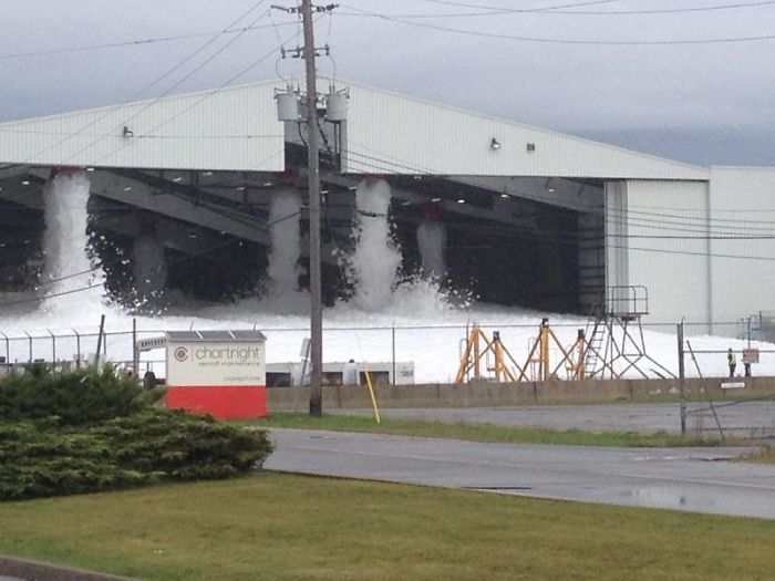 Ever Wondered What Happens If There Is A Fire In An Airplane Hangar? Suppression System Activated In Yyz North End