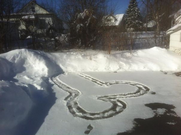 My Next Door Neighbor Is Also A Good Friend. I Shoveled My Driveway And My Sidewalk, Decided To Do His And Left Him A Present