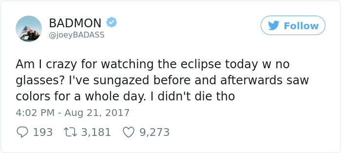 Rapper Says That He Won’t Go Blind By Looking Directly At Solar Eclipse, Regrets It Immediately