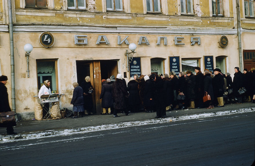 A Queue Outside A Food Store In Moscow