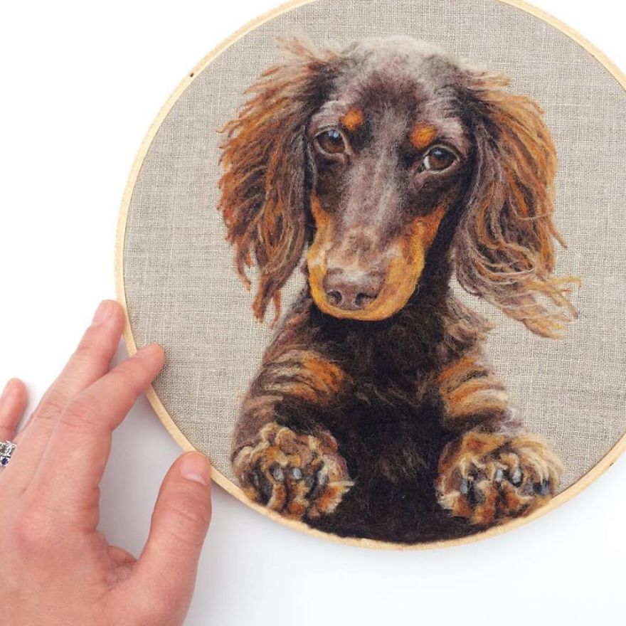 Artist Draws Realistic Portraits Using Embroidery Technique