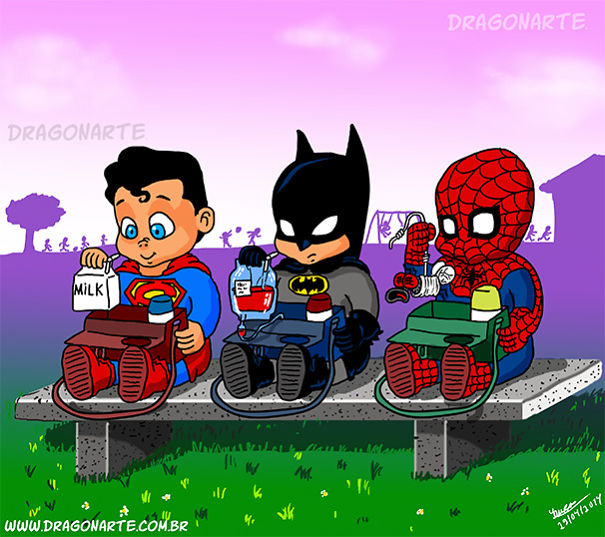 Artist Shows Super Heroes In Atypical Situations And The Result Is Hilarious