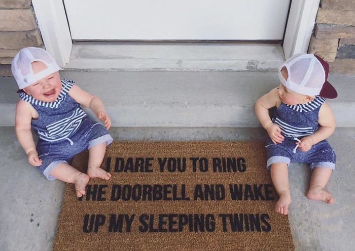 I Mean, Come On! So Cute! This Mat Is A Little Twist On The Original That I Did For A Customer With Twinzies! Link In Profile To Shop All Doormats! 📸