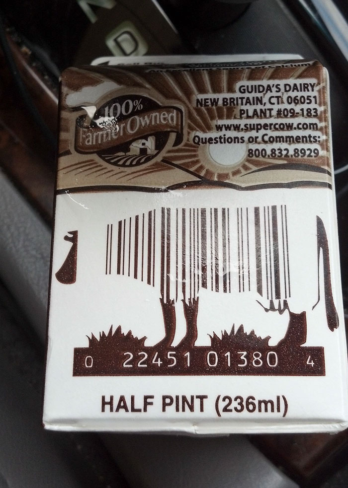 The Barcode On This Chocolate Milk Is A Cow