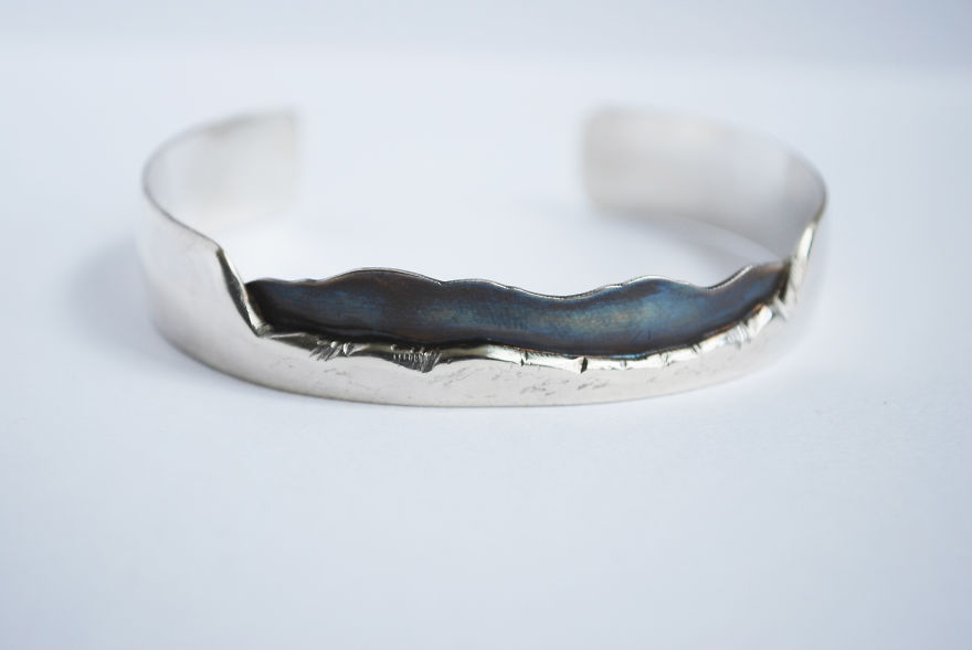 I'm A Metalsmith Making Custom Bracelets Of Mountains Using Sterling Silver