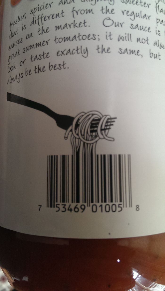 Tomato Sauce Label Combines Fork With Spaghetti Into Their Barcode
